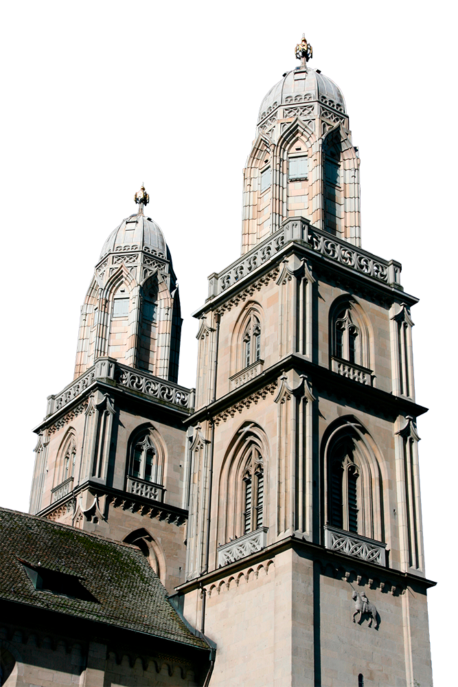 Grossmünster Kirche Zürich PNG Freigestellt Transparenter Hintergrund